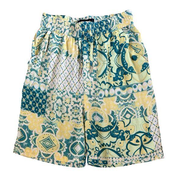 NWT Native Youth‎ Lavera Green Tile Print Shorts Size 30 - Picture 1 of 16